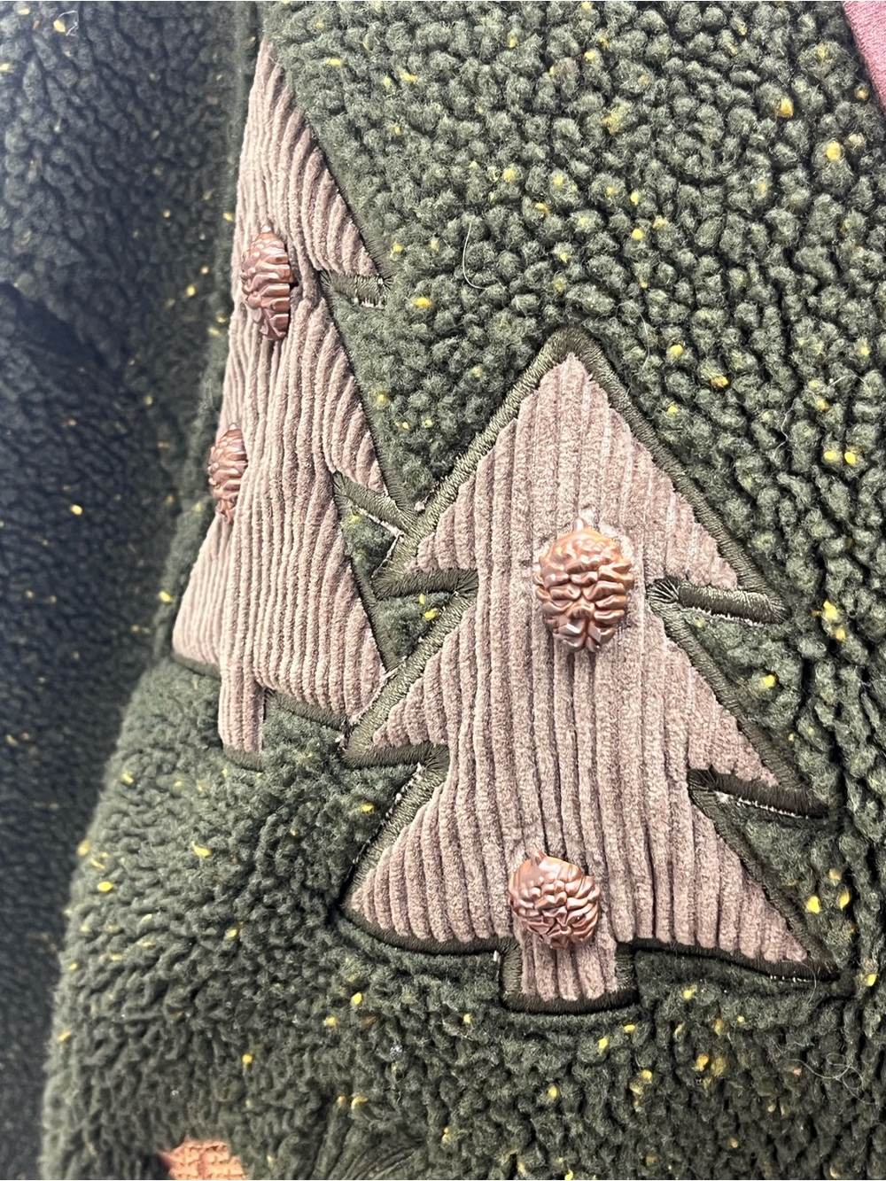 Cabelas Womens Green Moose Pine Tree Applique Cabin Core Sherpa Fleece Jacket XL - Picture 3 of 10